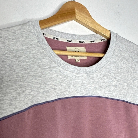 Madewell MWL Superbrushed Mauve Gray Colorblock Easygoing Sweatshirt Size L - Picture 3 of 15